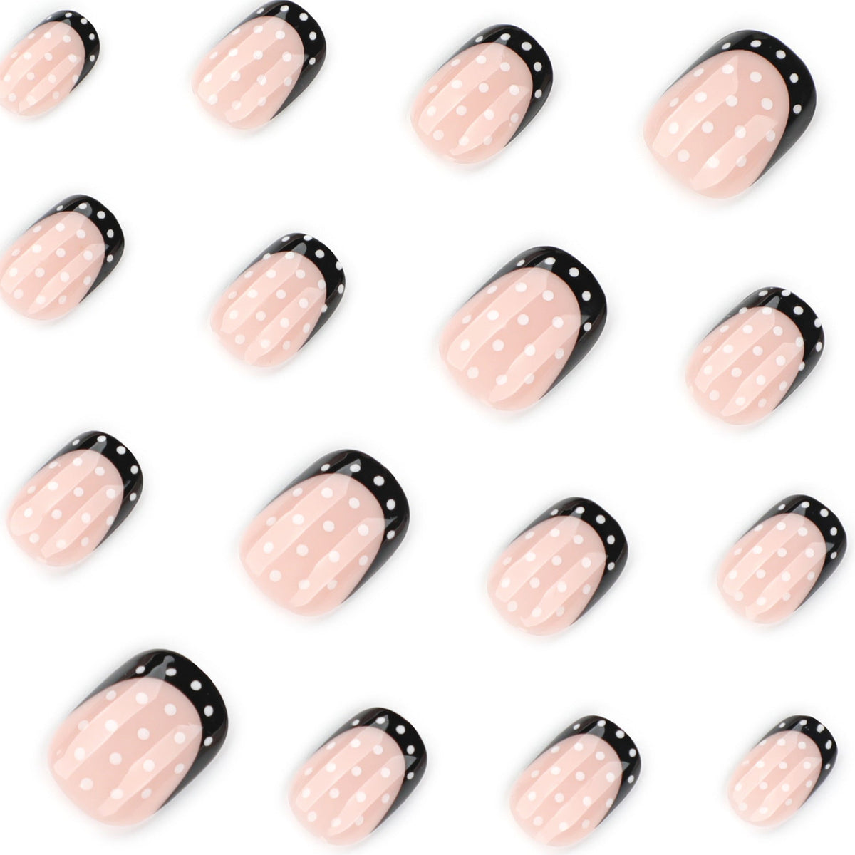 Noir Dot French short square press-on nails