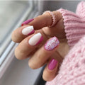 Lilac Silver Contrast short press-on nails