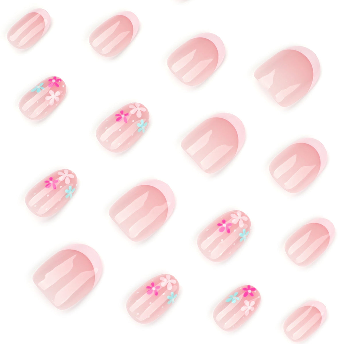 Rose Blossom short round press-on nails