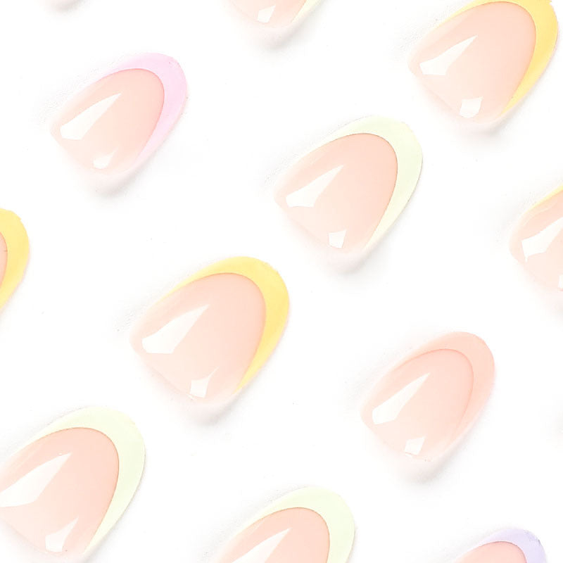 Rainbow French almond press-on nails