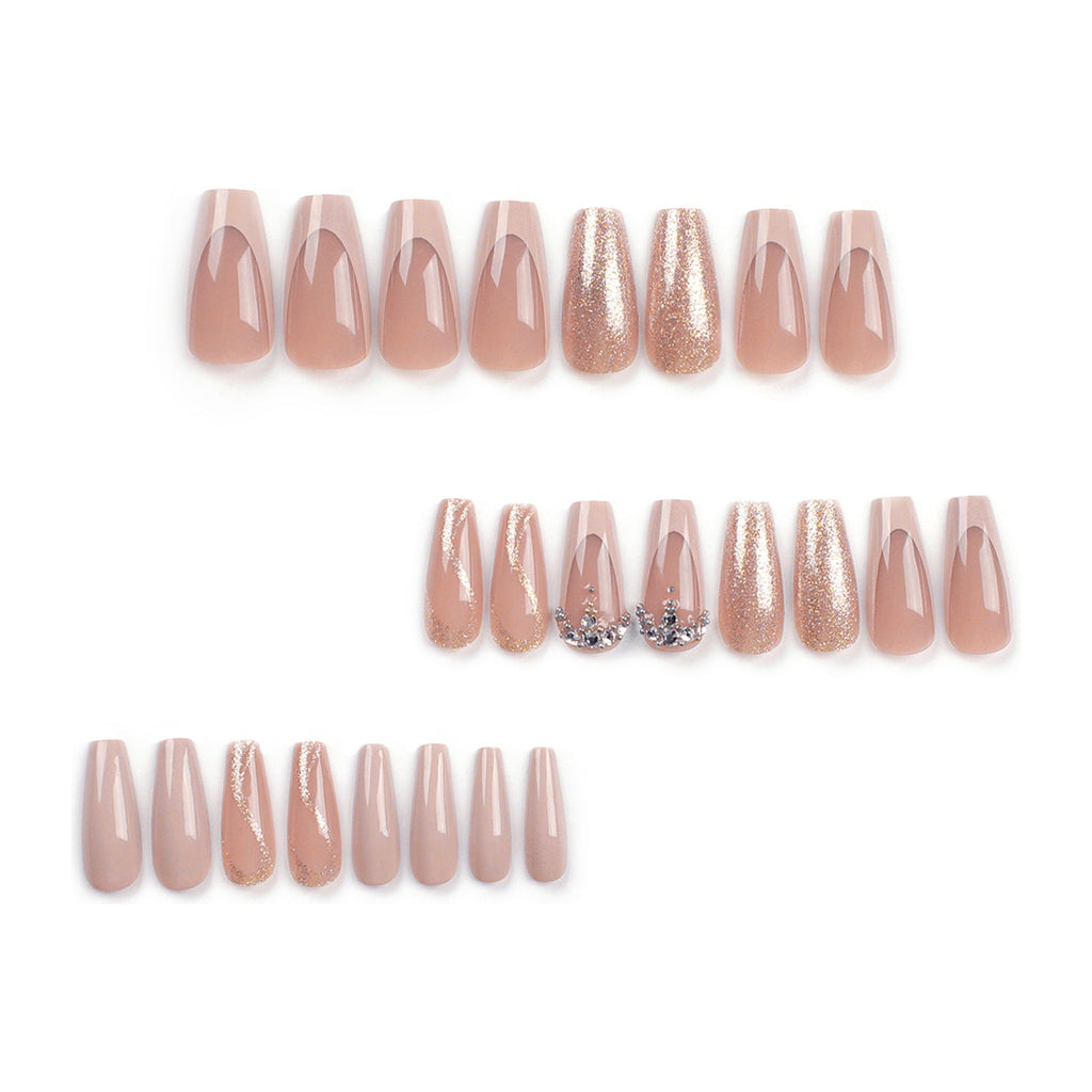 Long Glitter French press-on nails