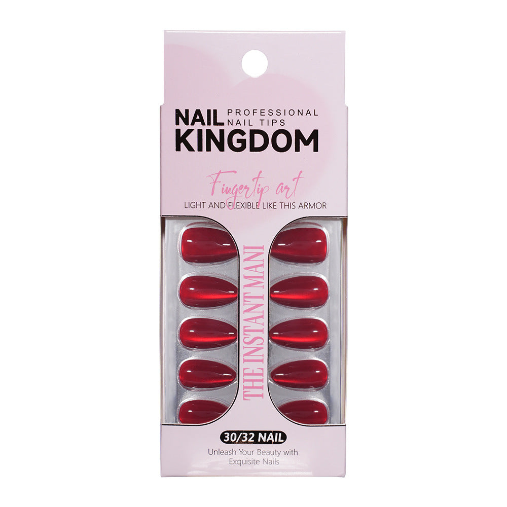 Cherry Ember Cat Eye 32-piece red press-on nail set