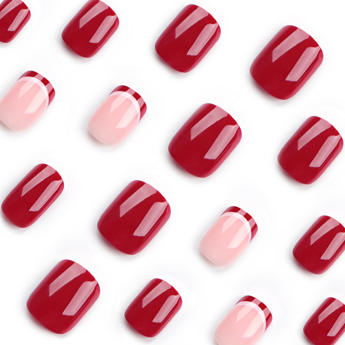 Burgundy Solid short press-on nails