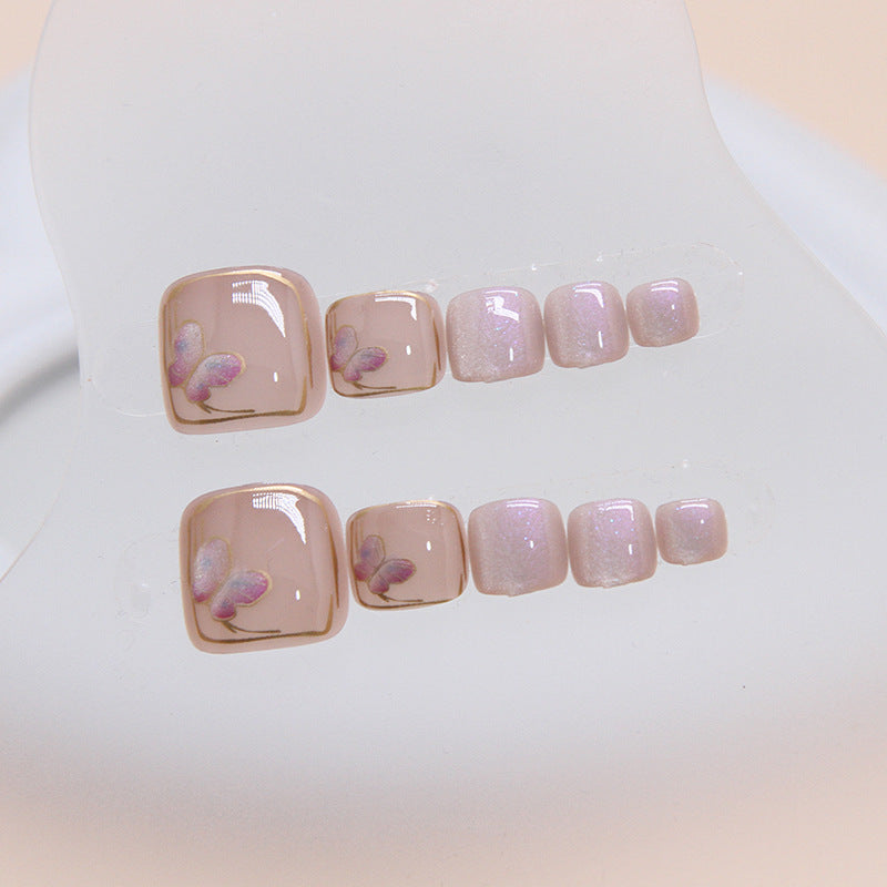 Butterfly Cat Eye 24-piece press-on toenail set