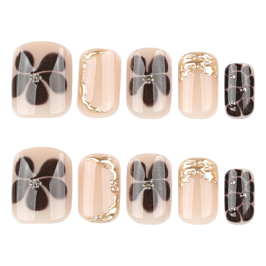 Cocoa Petal 3D short square press-on nails