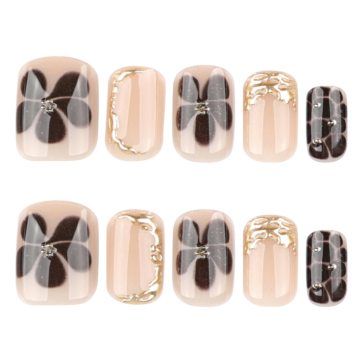 Cocoa Petal 3D short square press-on nails