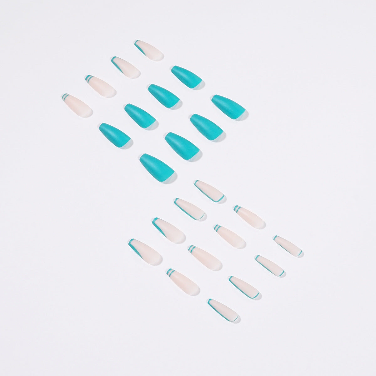 Lake Blue French blue and white press-on nails