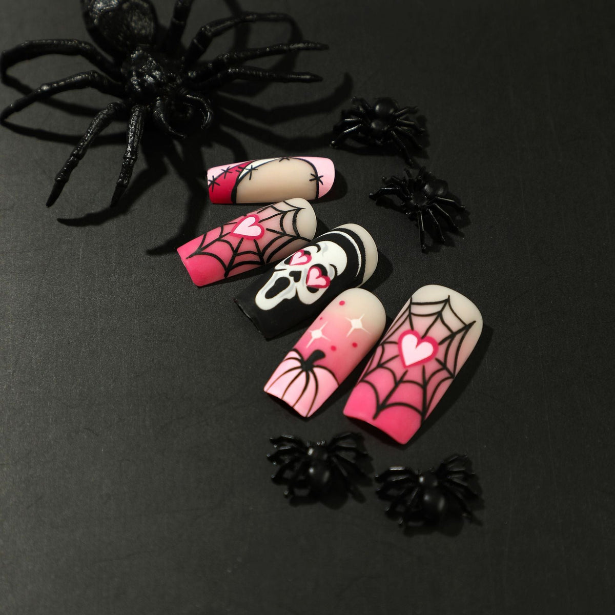 Pink Halloween Fade press-on nails