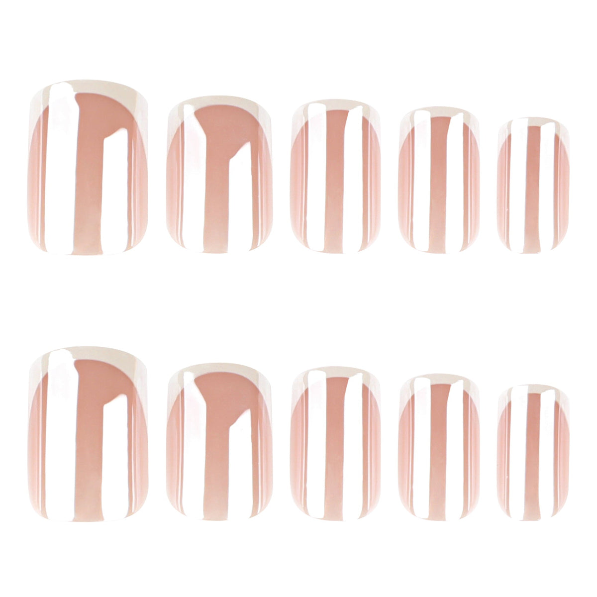 Bare French Shine nude and white press-on nails