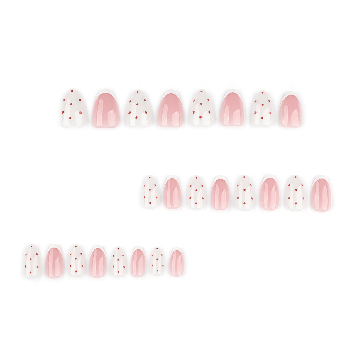 White Dot French short almond press-on nails