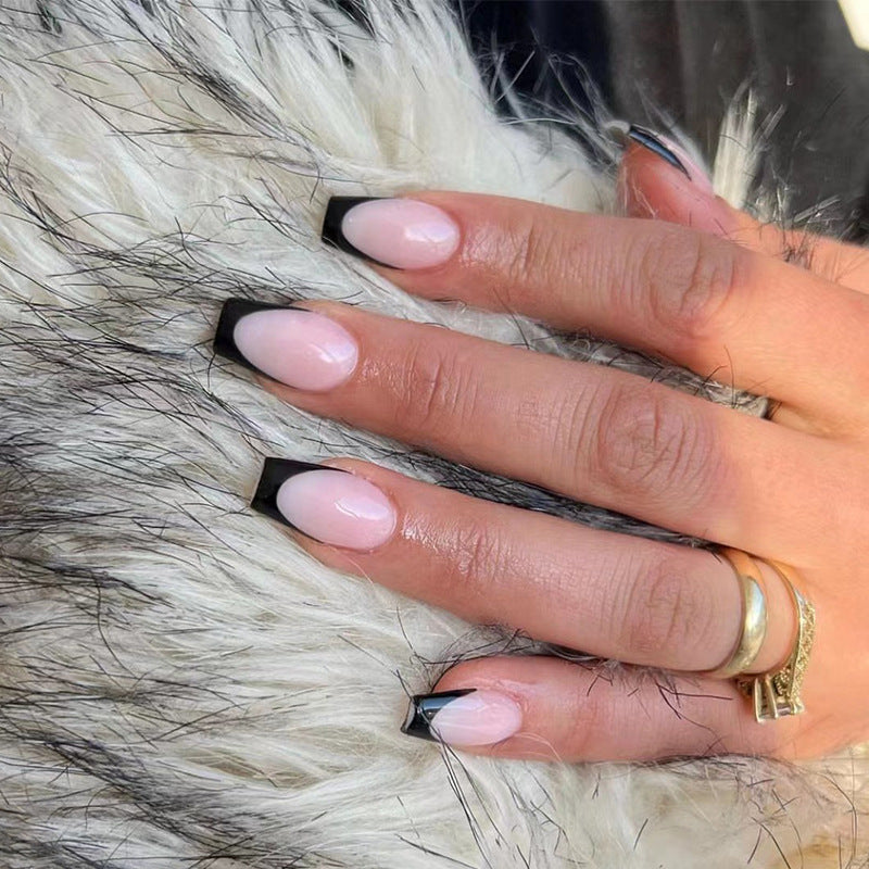 Noir Edge French short ballet press-on nails