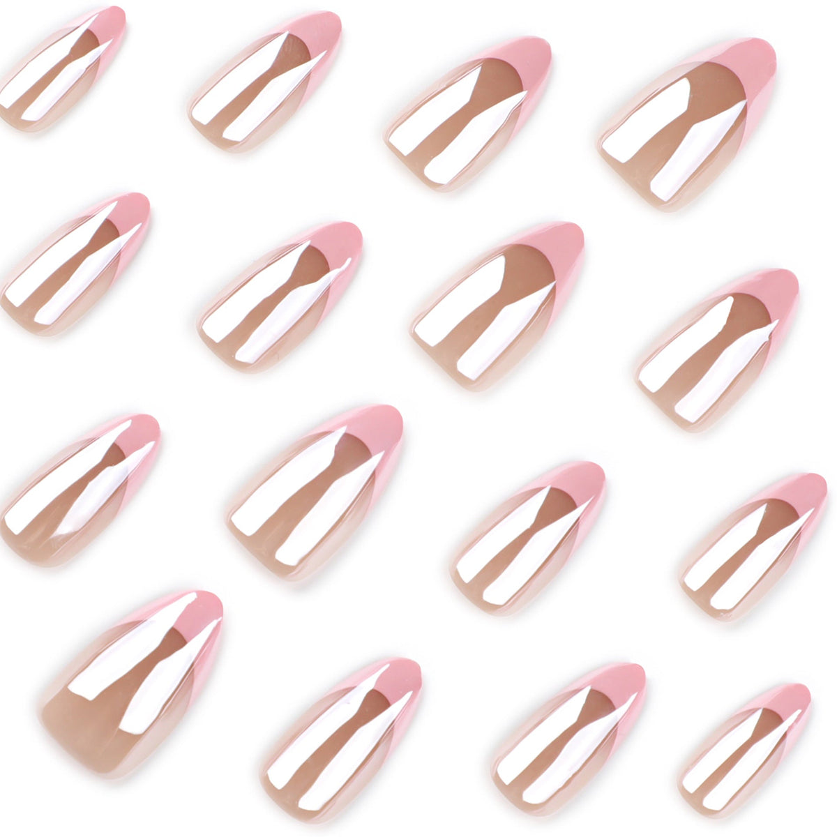 Blush French Almond pink short almond press-on nails