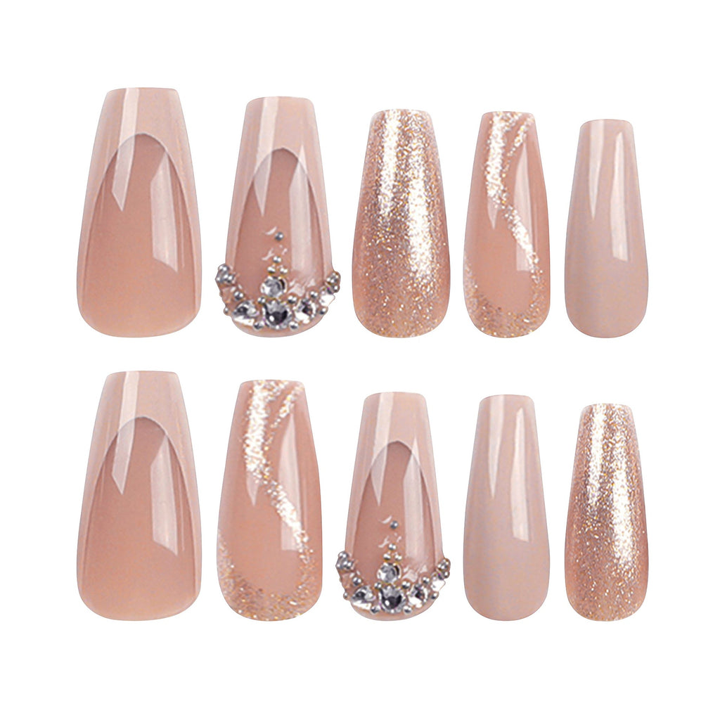 Long Glitter French press-on nails