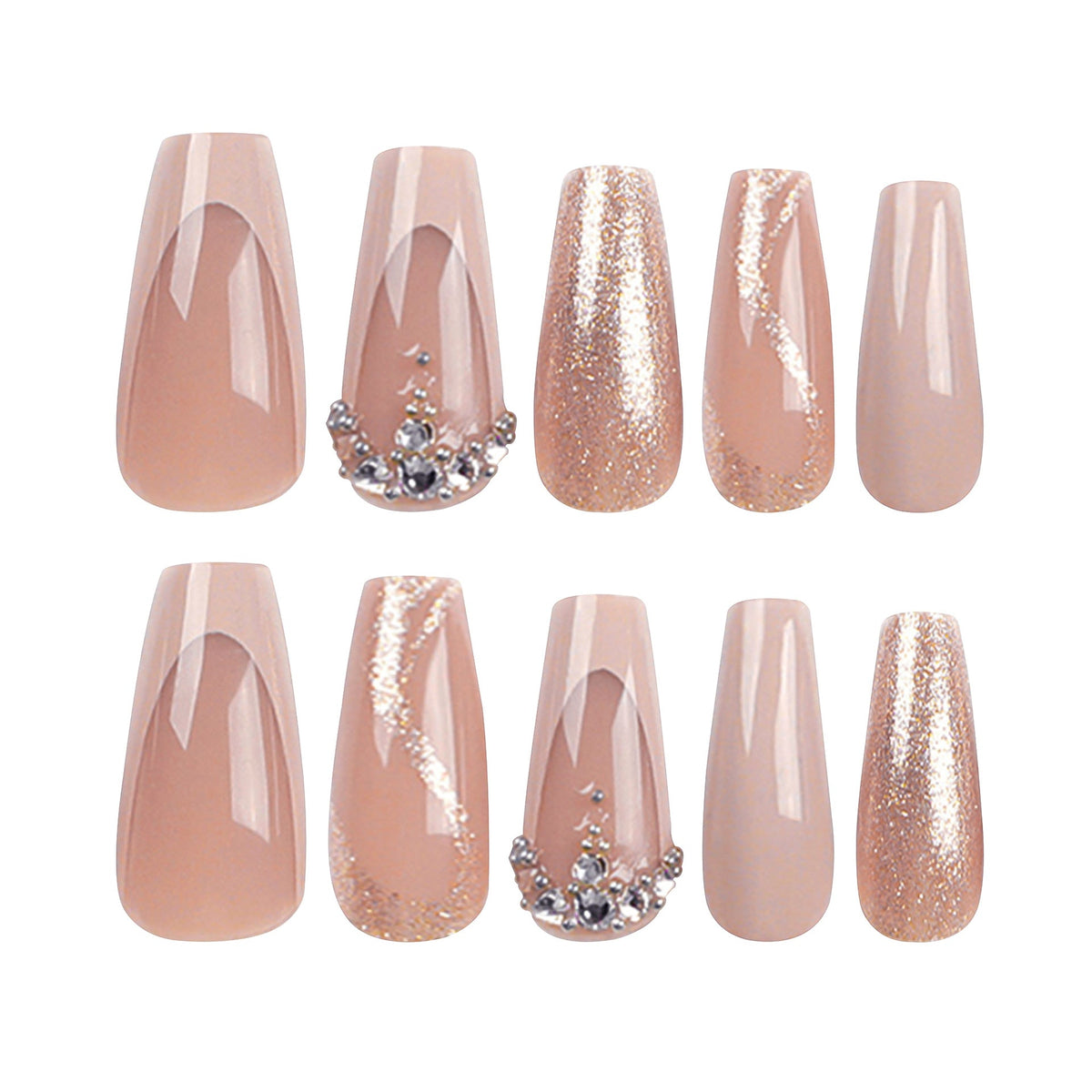 Long Glitter French press-on nails