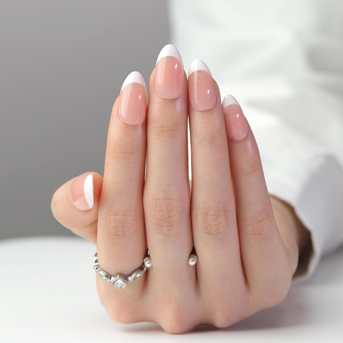 Classic French Almond short press-on nails