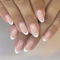 Clean White French short almond press-on nails