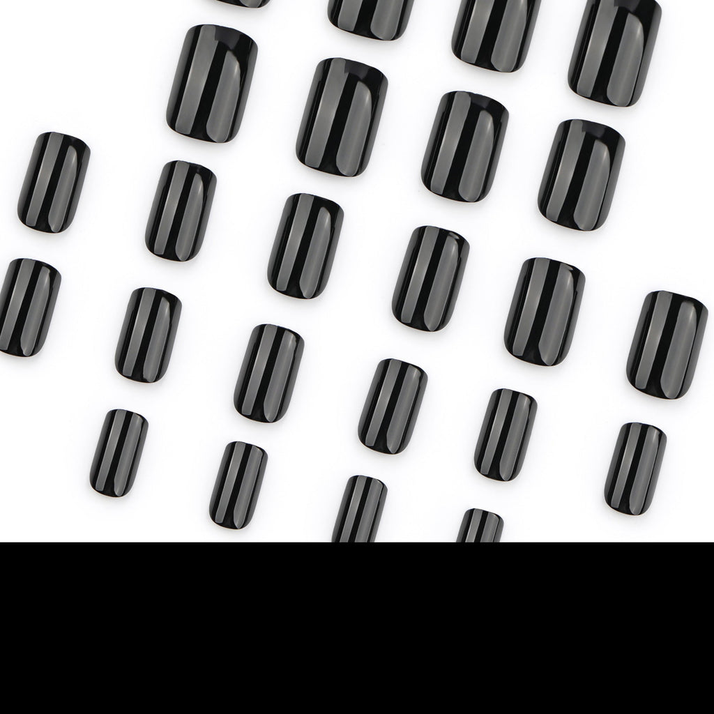 Midnight Black solid press-on nails