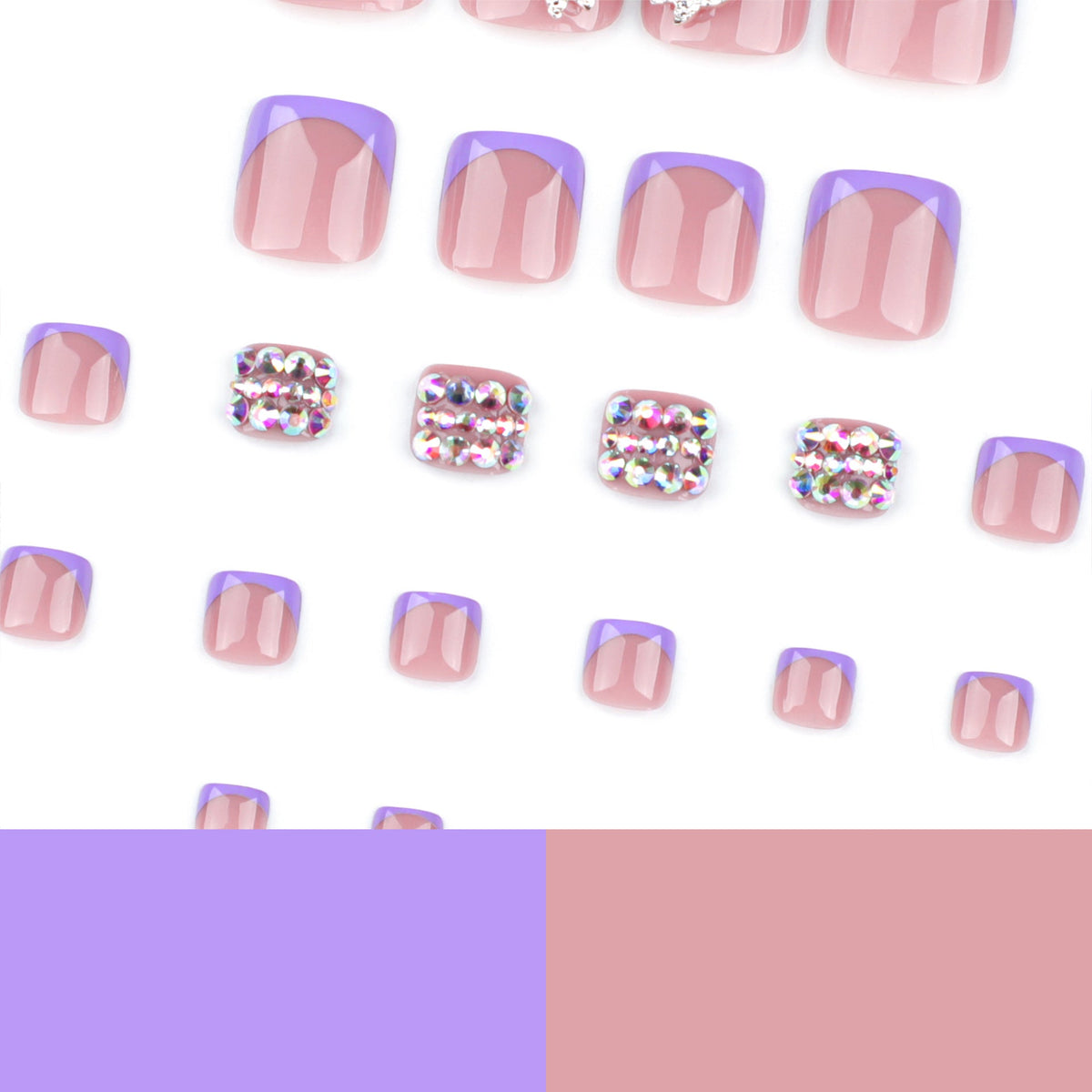 Purple Butterfly Crystal press-on toenails