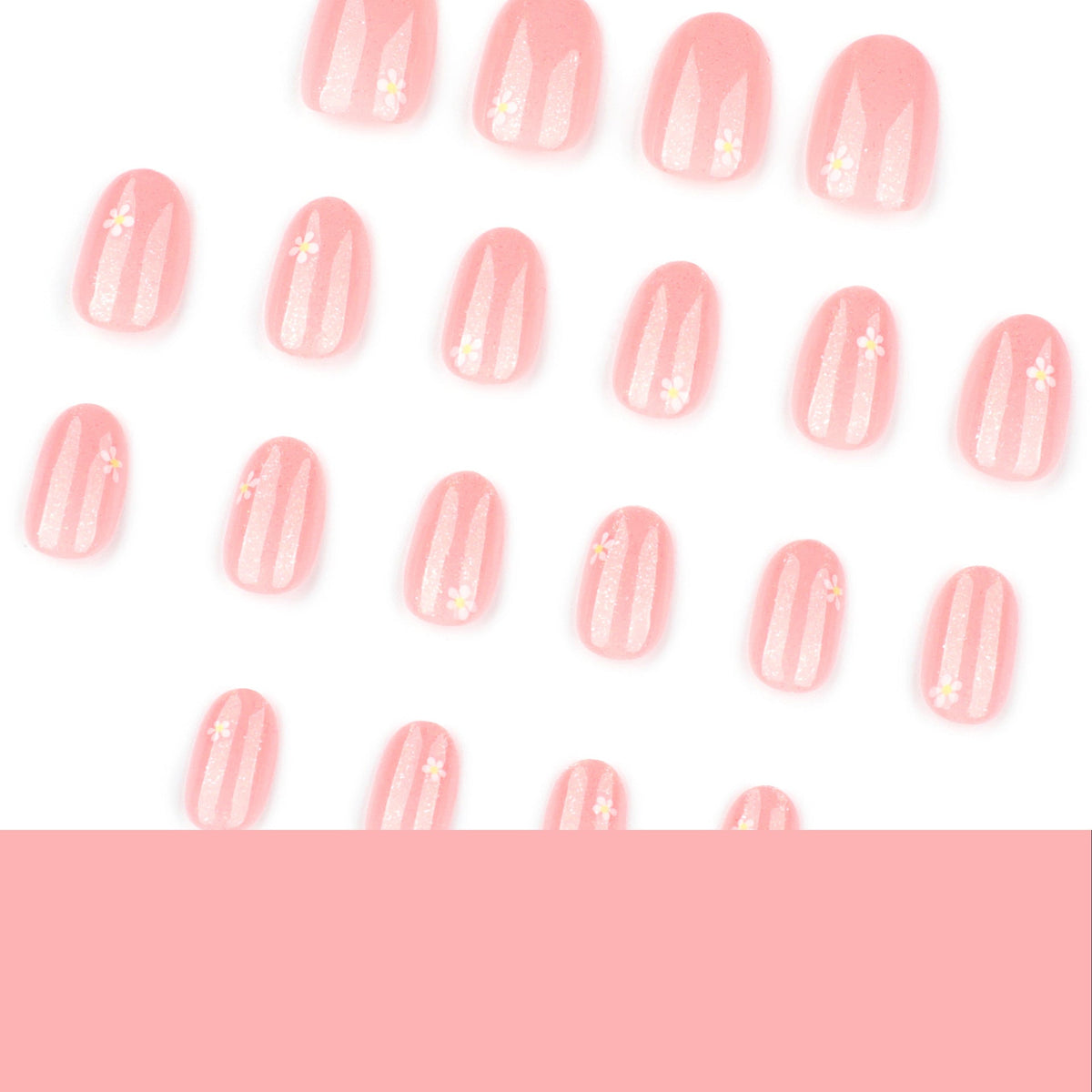 Sparkling Bloom short round press-on nails
