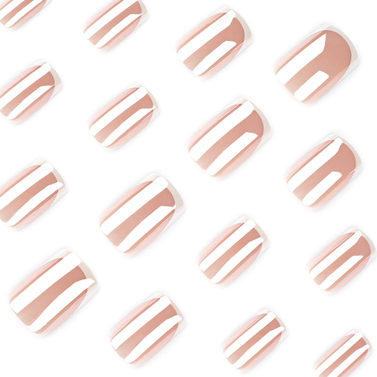 Bare French Shine nude and white press-on nails