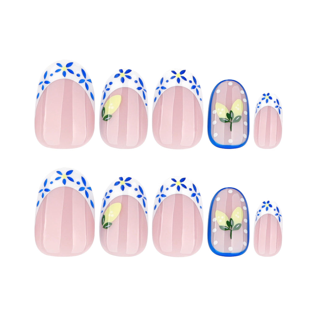 Citrus Daisy lemon and floral press-on nails