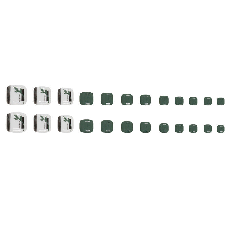 Bamboo Green solid press-on toenails