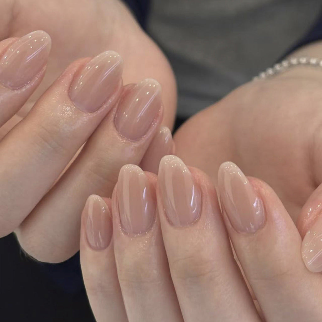 Nude Minimal Almond short press-on nails