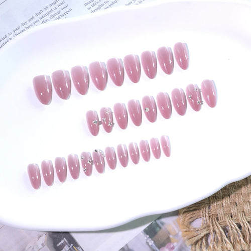 Bare Spark Cat Eye rhinestone almond press-on nails