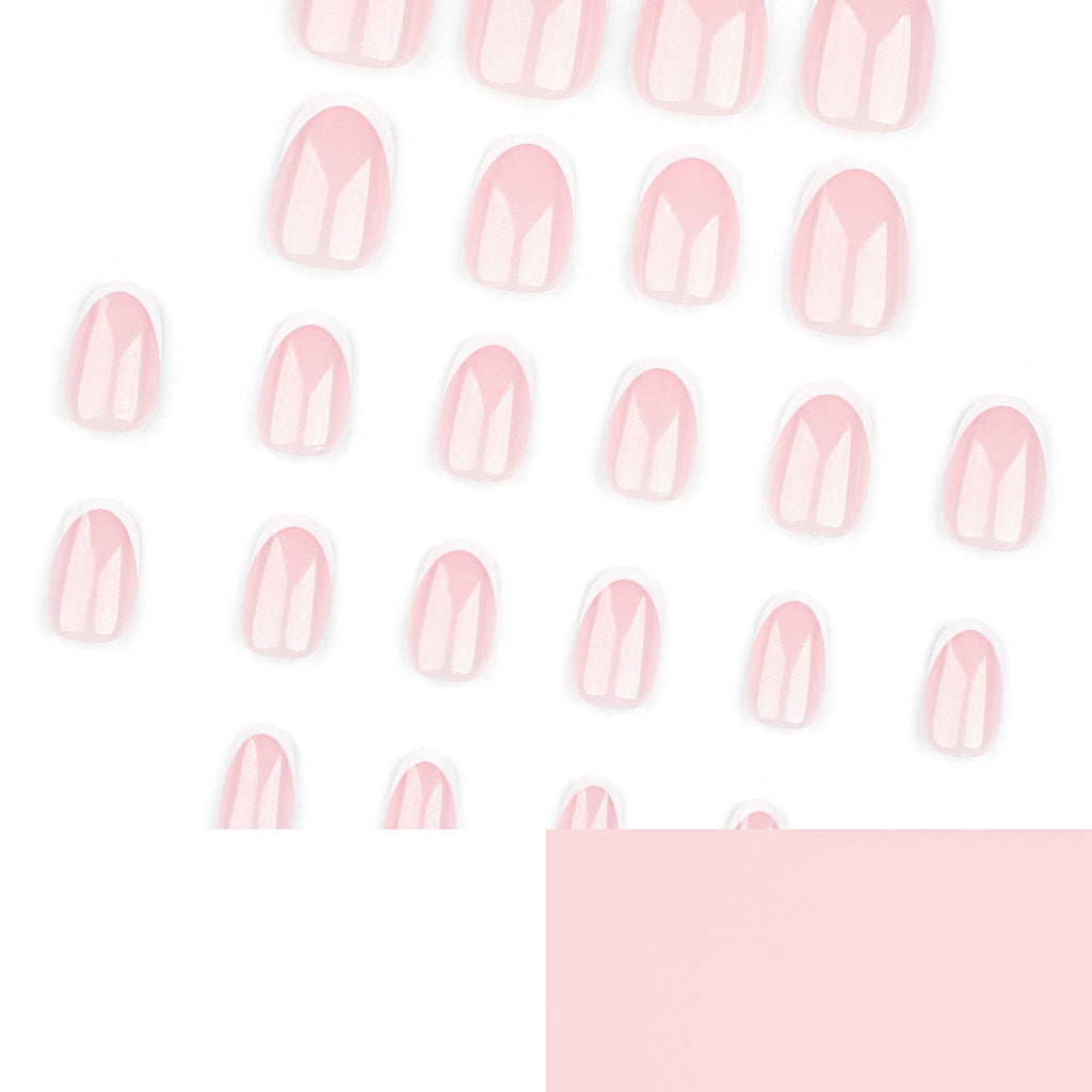 Classic Blush French short round press-on nails