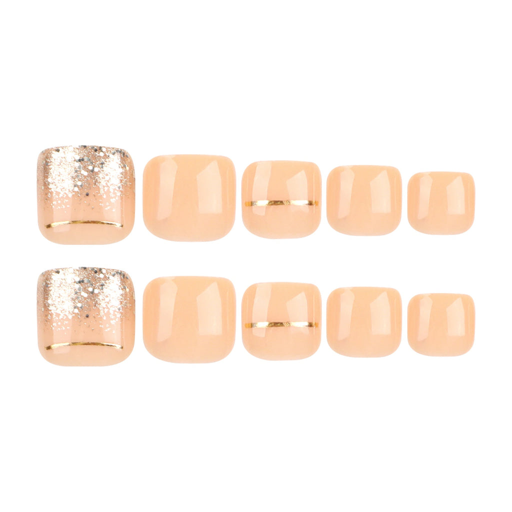 Champagne Line Glow press-on toenails