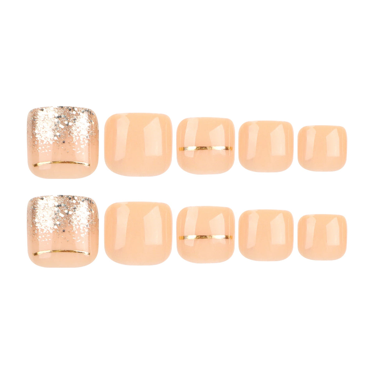 Champagne Line Glow press-on toenails