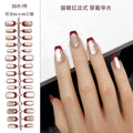 Ruby Cat Eye French medium almond 30-piece press-on nail set