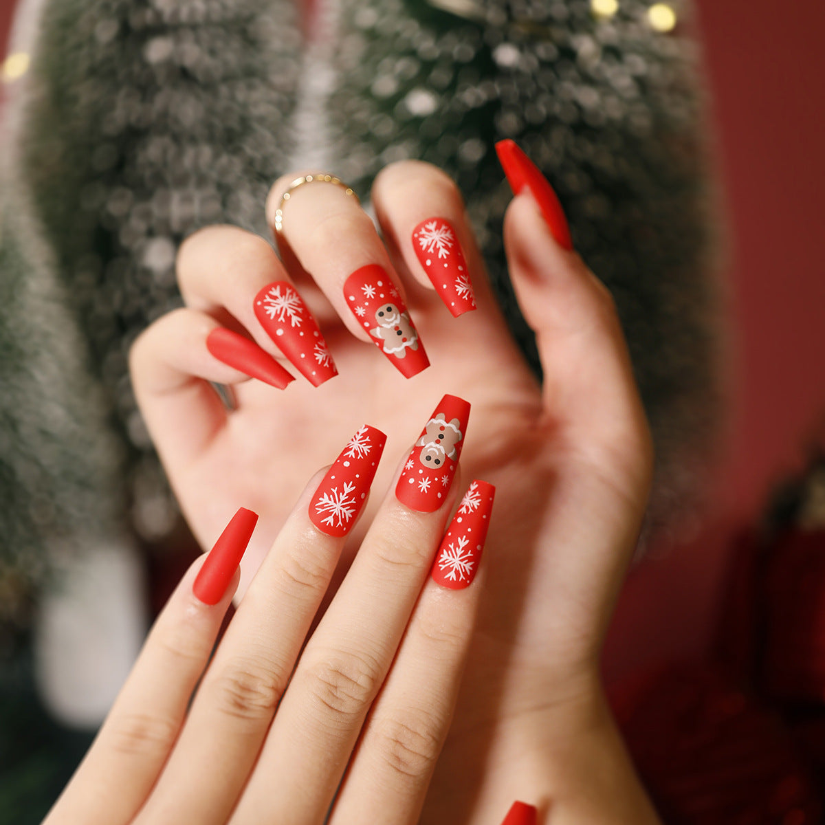 Winter Cheer holiday short almond press-on nails, alternate view 16