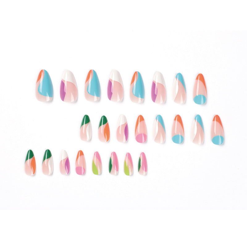 Color French medium-long press-on nails