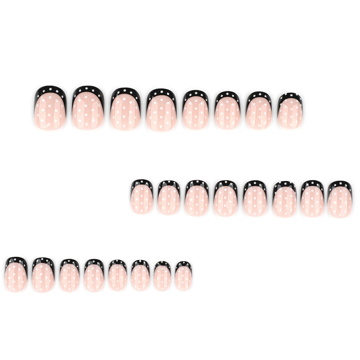 Noir Dot French short square press-on nails