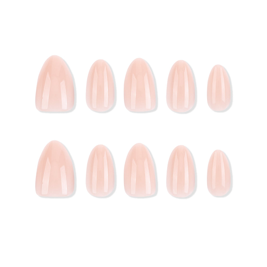 Natural Nude Almond glossy press-on nails