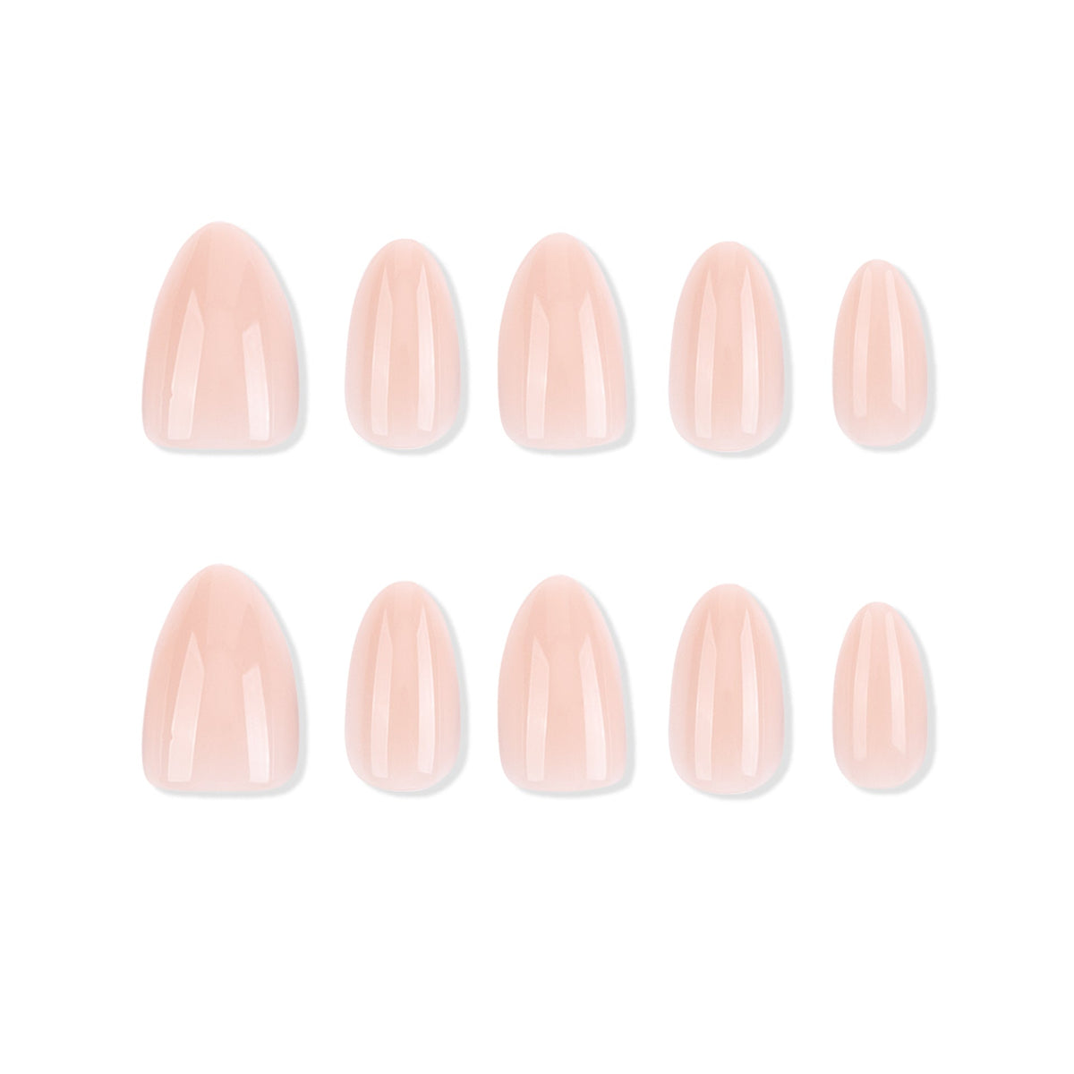 Natural Nude Almond glossy press-on nails