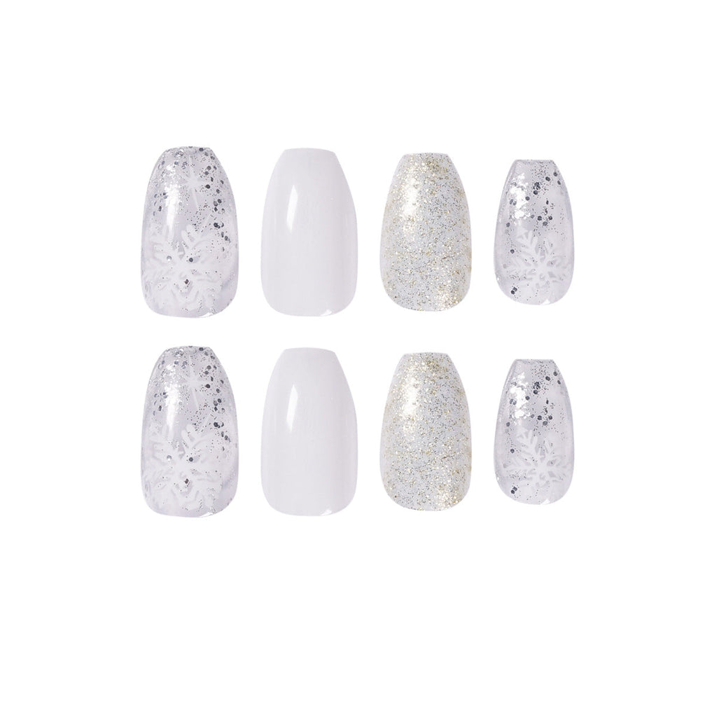 Snowfall Glitter Ballet short press-on nails