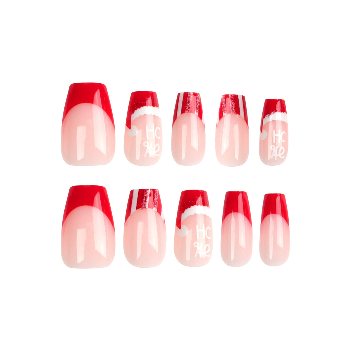 Holiday French Christmas press-on nails