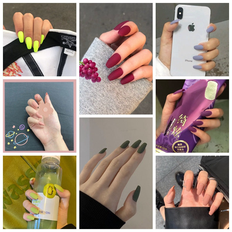 Matte Ballet short solid press-on nail collection