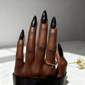 Iridescent Noir shimmer stiletto press-on nails