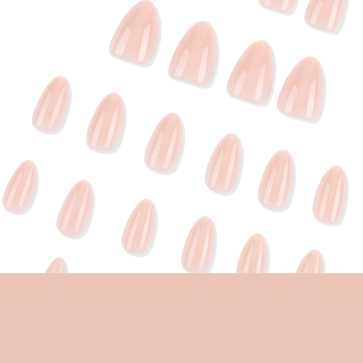 Natural Nude Almond glossy press-on nails
