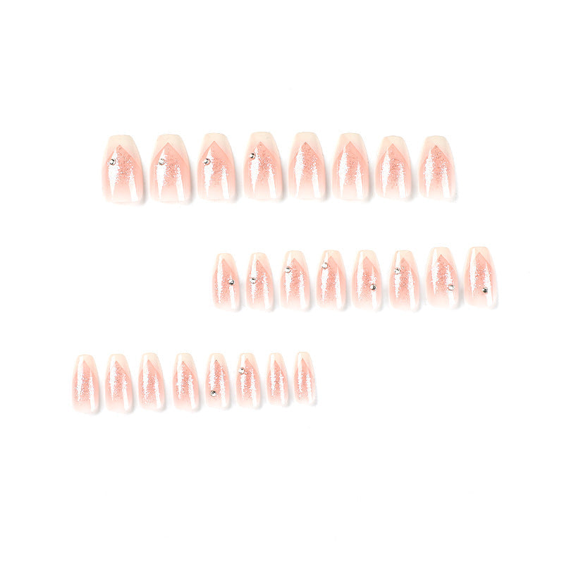 Silver Cross French rhinestone press-on nails