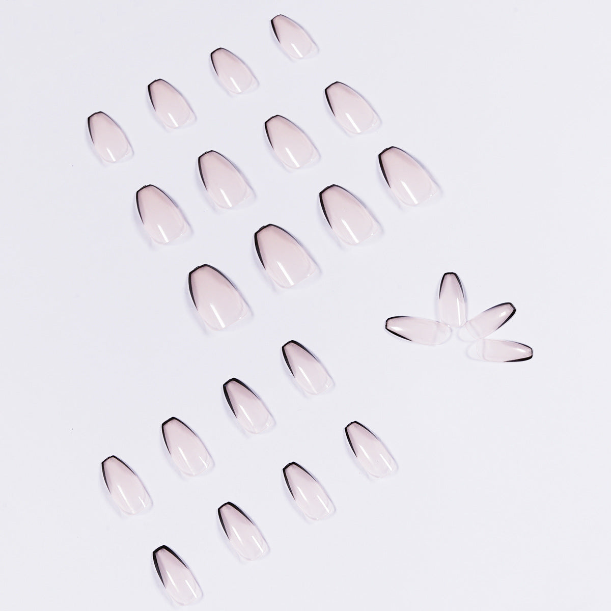 Noir Oblique French short ballet press-on nails
