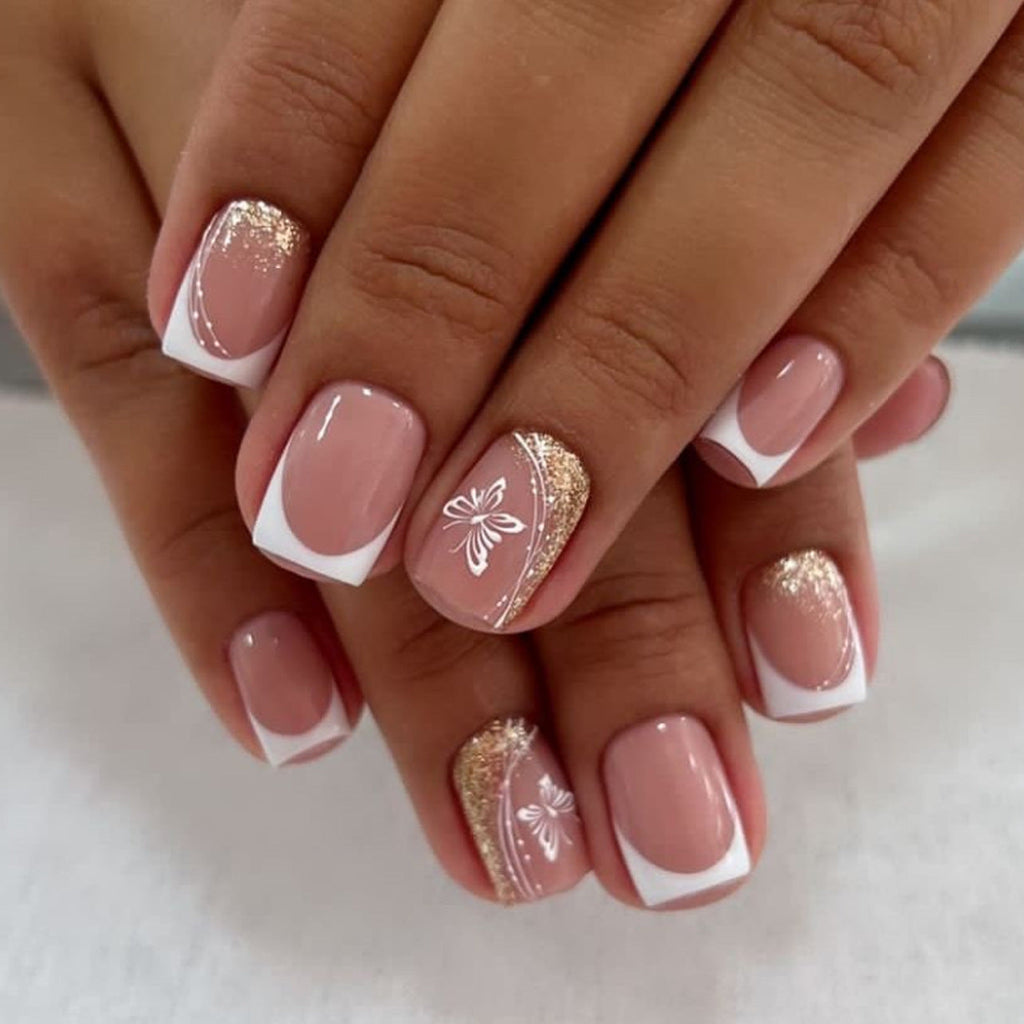 Gilded Butterfly French square press-on nails