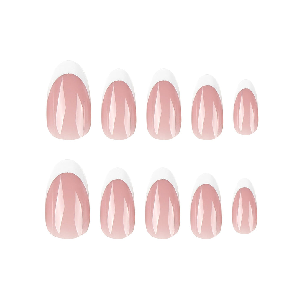 Classic White French short almond press-on nails