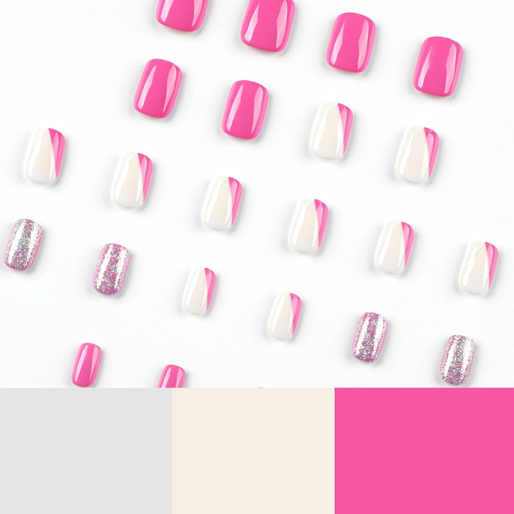 Lilac Silver Contrast short press-on nails