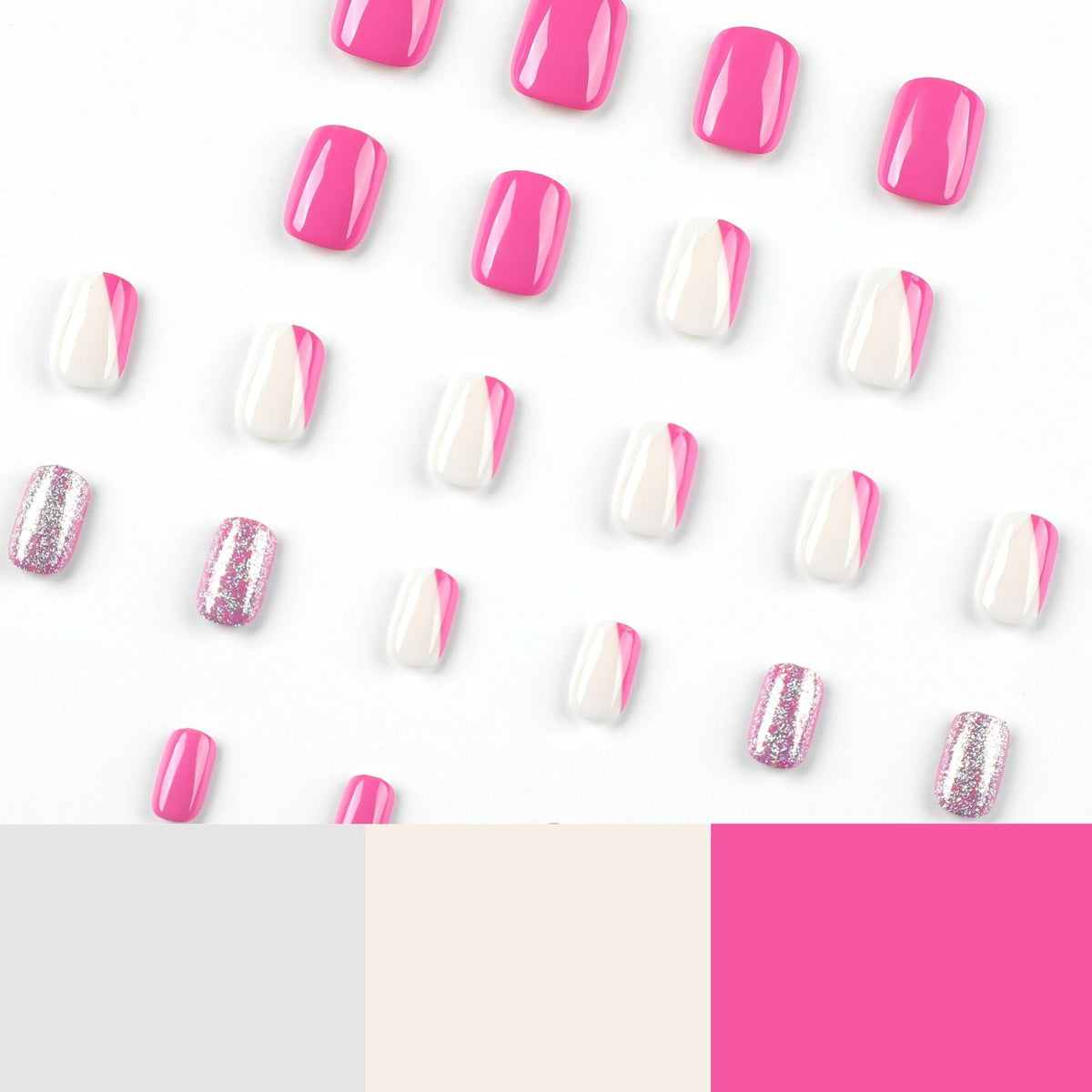 Lilac Silver Contrast short press-on nails