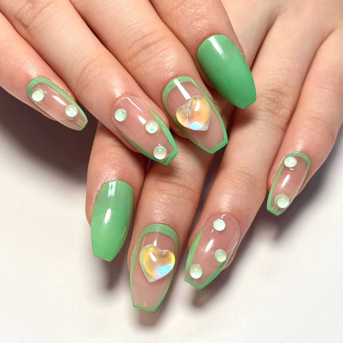 Fresh Green French short ballet press-on nails