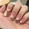 Pearl Blush French short square press-on nails